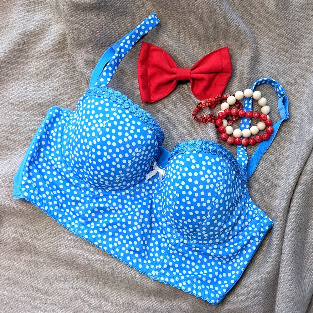 🔵 Polka dot long line bra